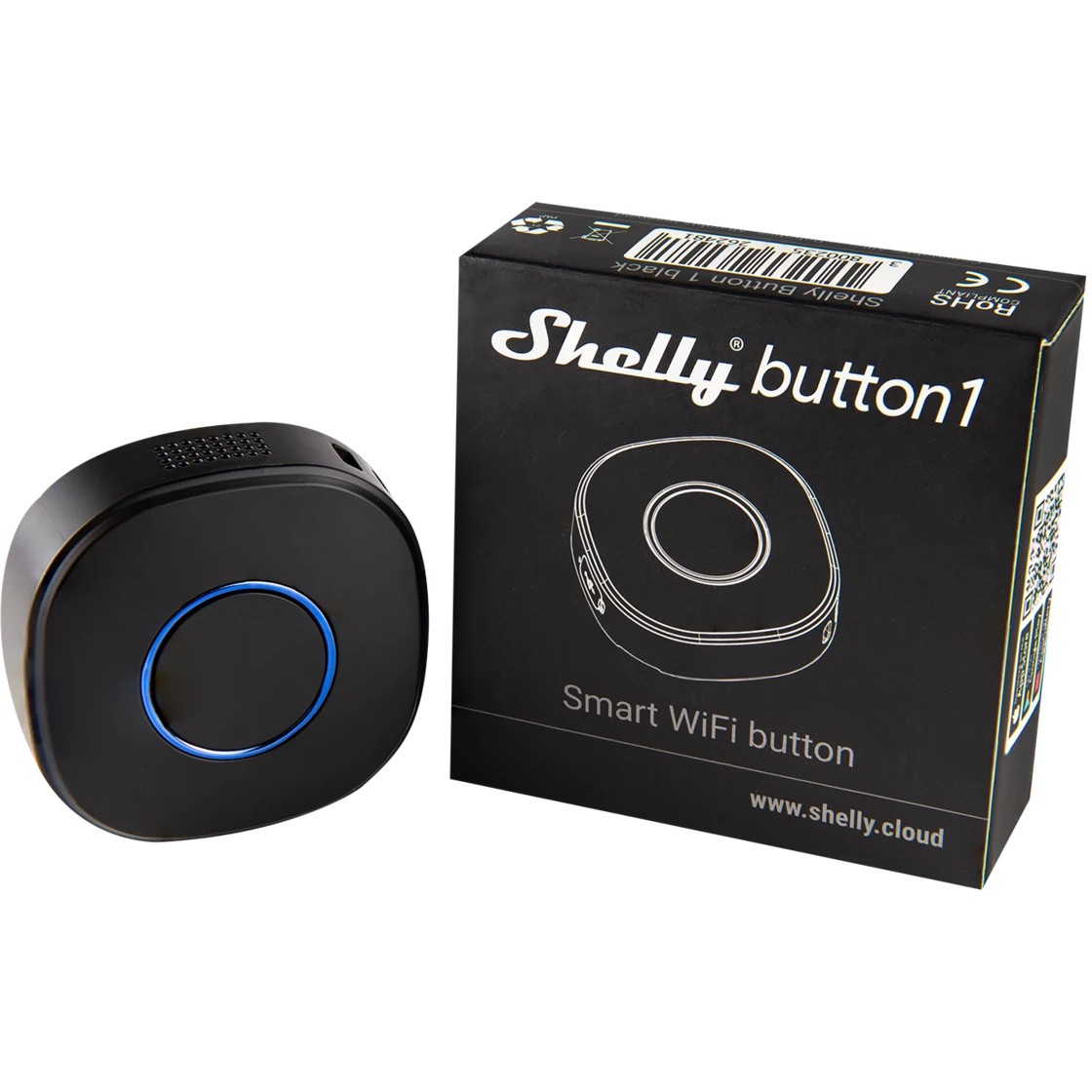 Home Shelly Plug & Play “Blu Button1“ Bluetooth Schalter & Dimmer Schwarz