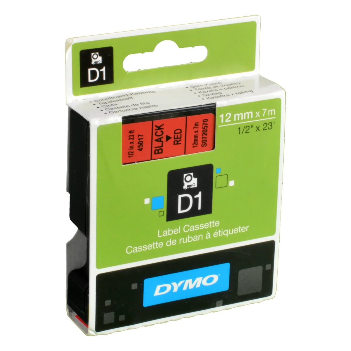 Dymo Label Band D1 45017 (S0720570) schwarz auf rot  12mm x 7m