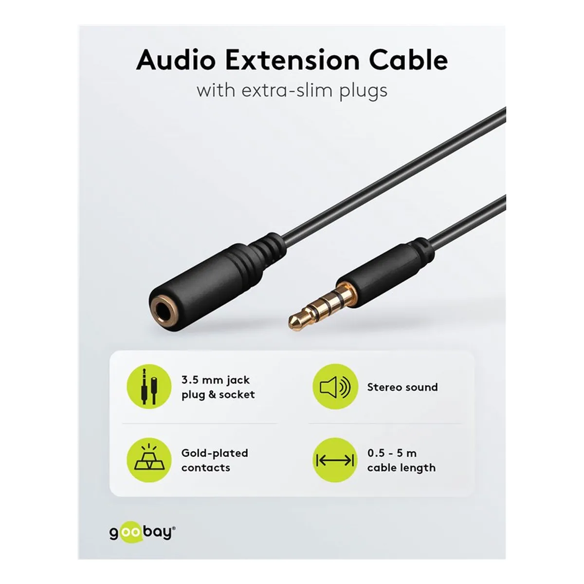 Goobay Kopfhörer- und Audio Verlängerungskabel AUX, 4-pol. 3,5 mm slim, CU