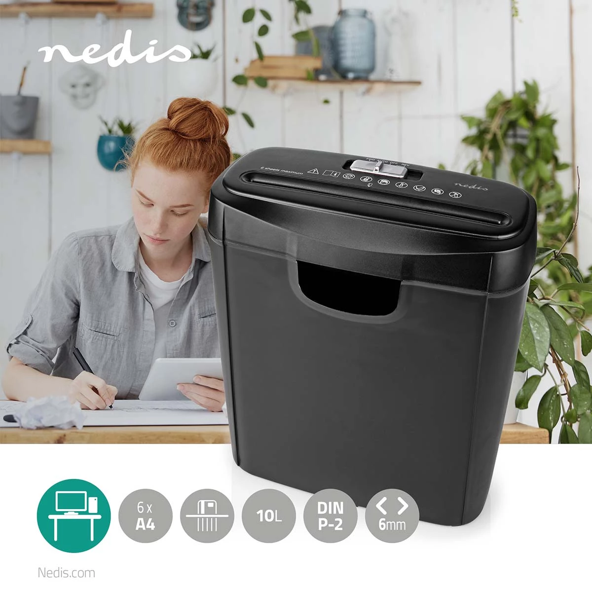 Nedis Aktenvernichter 10 Liter schwarz