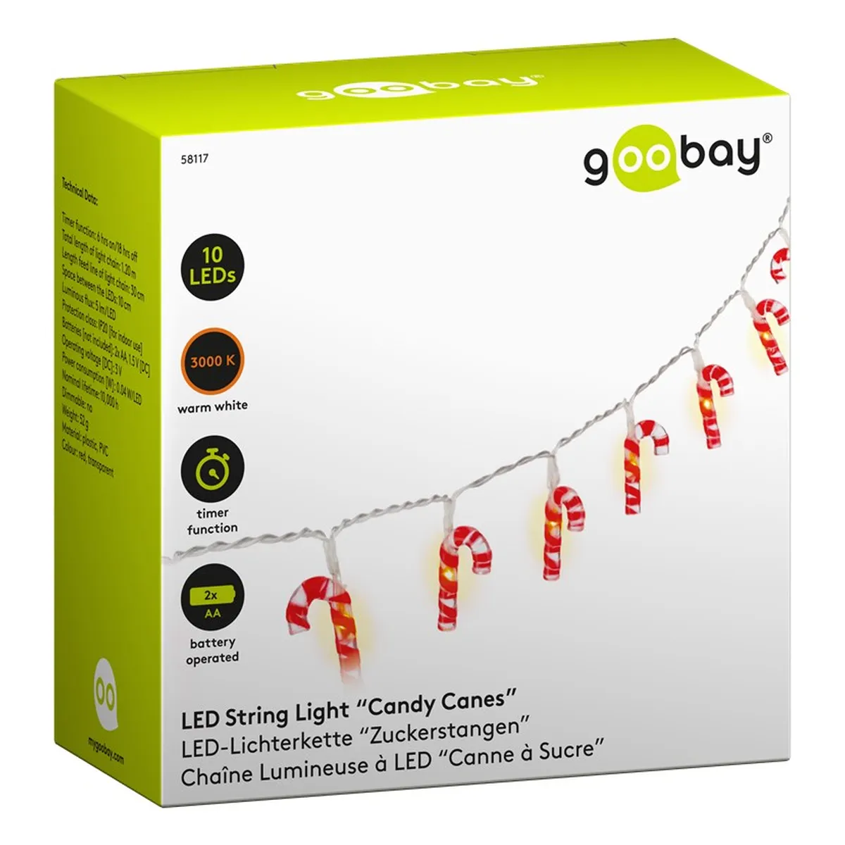 Goobay 10er LED-Lichterkette 'Zuckerstangen'