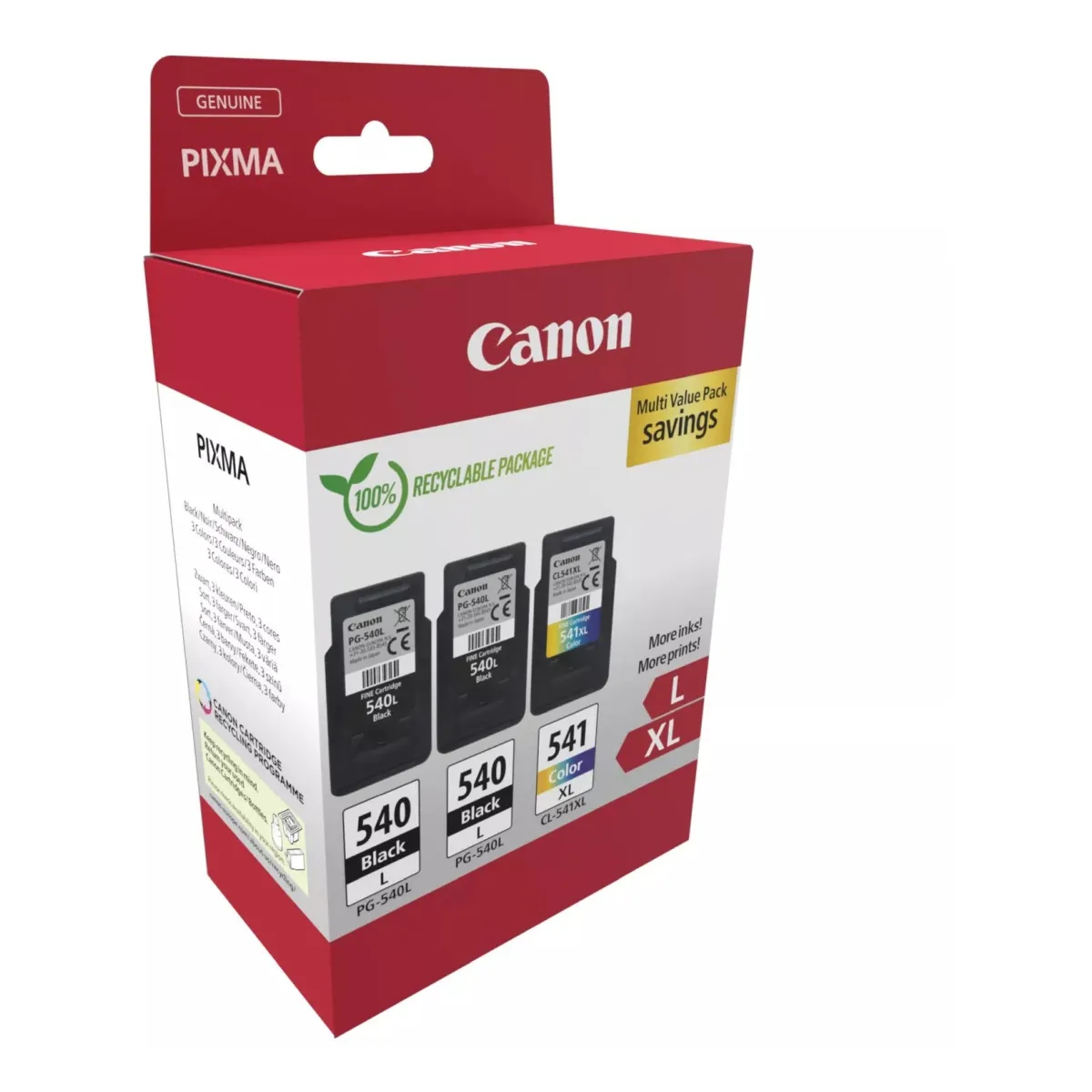 Druckerpatronen Multipack Canon 'PG-540L+CL-541XL' 2x schwarz je 11 ml | 300 Seiten +1x farbig 15 ml | 400 Seiten (5224B017)