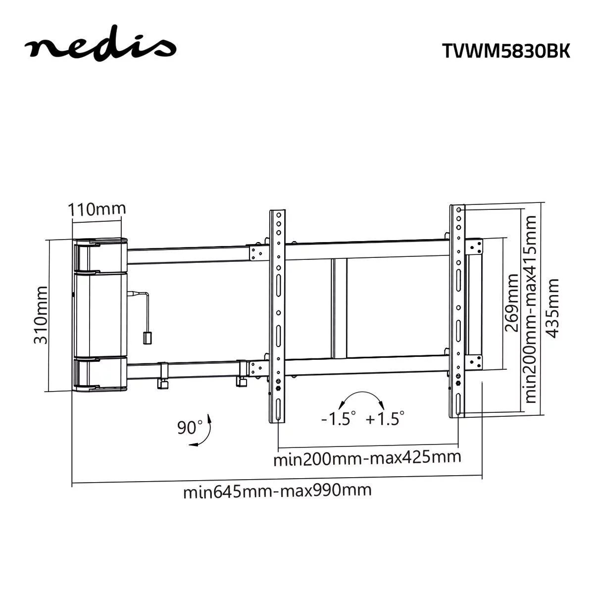 Nedis Motorisierte TV-Wandhalterung