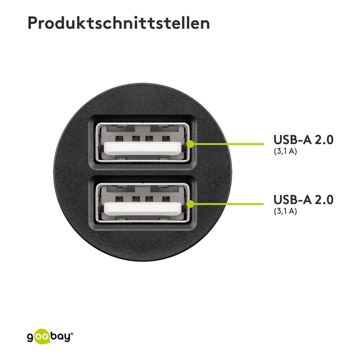 Goobay Dual USB-Autoladegerät 3,1 A