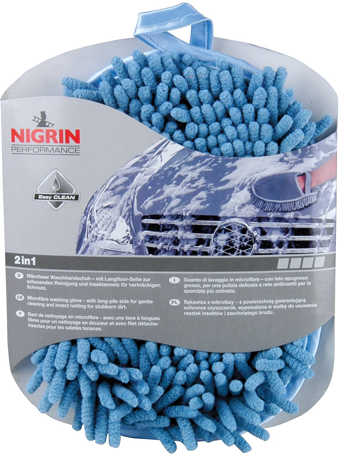 Nigrin Performance Mikrofaser Waschhandschuh - Langfloor-Seite und Insektennetz