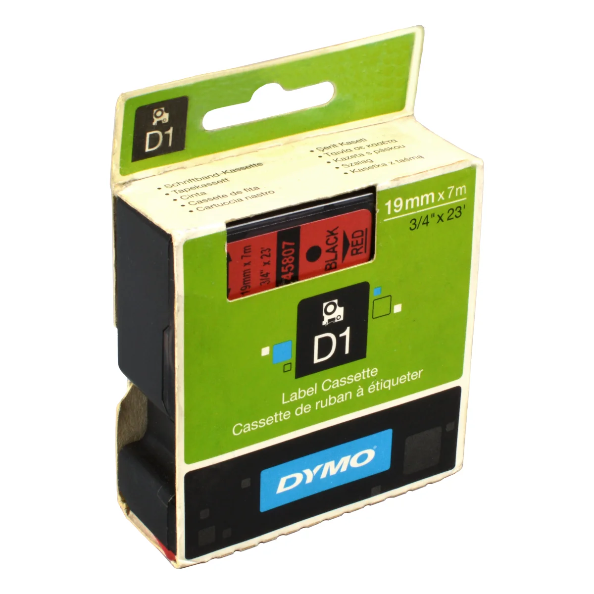 Dymo Label Band D1 45807 (S0720870) schwarz auf rot  19mm x 7m