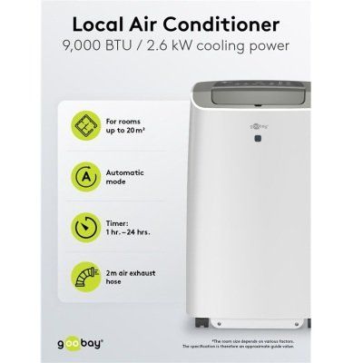 Lokales Klimagerät 9000 BTU / 2600W mit Fernbedienung und Timer