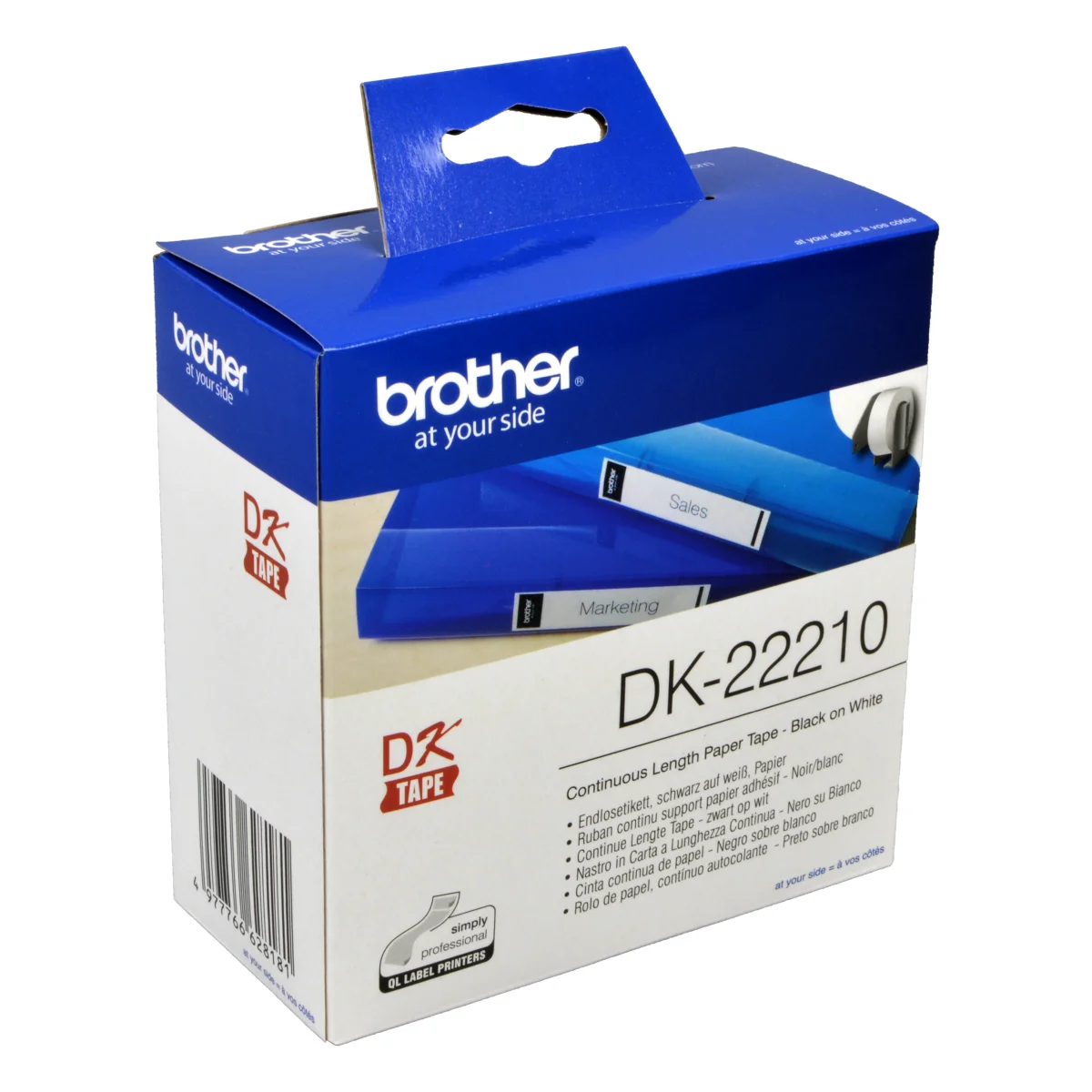 Brother PT Etiketten DK22210  weiss  29mm x 30,48m  Rolle