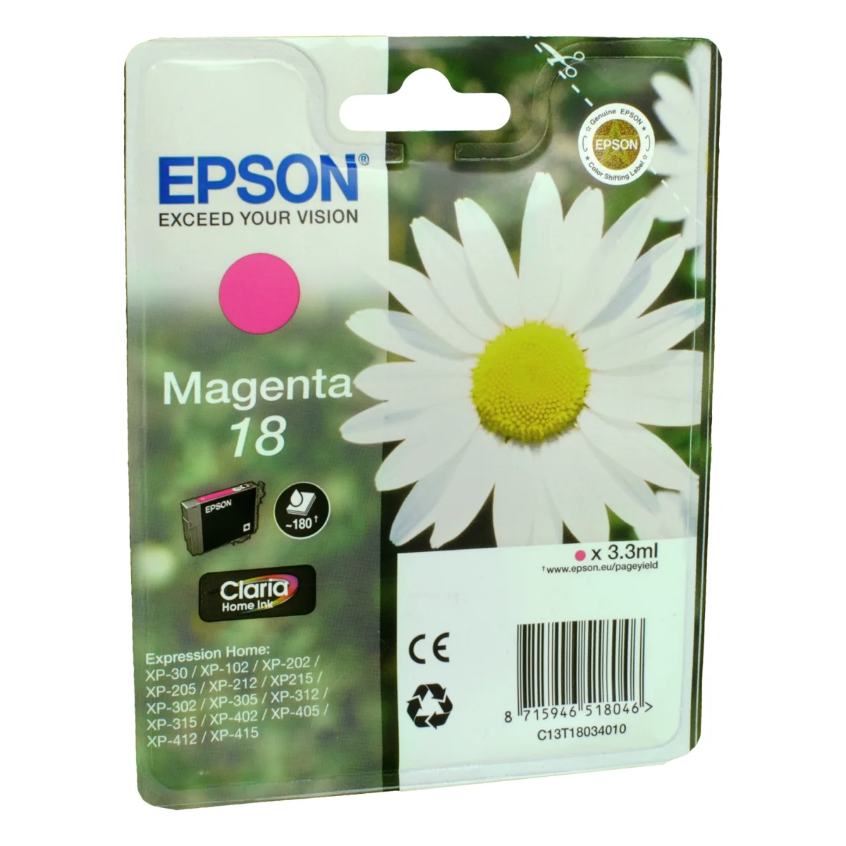 Druckerpatrone Epson 18 magenta 3,3 ml | 180 Seiten (C13T18034010)