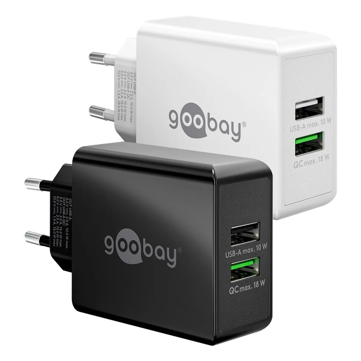 Goobay Dual-USB Schnellladegerät USB/QC3.0 (28W) schwarz