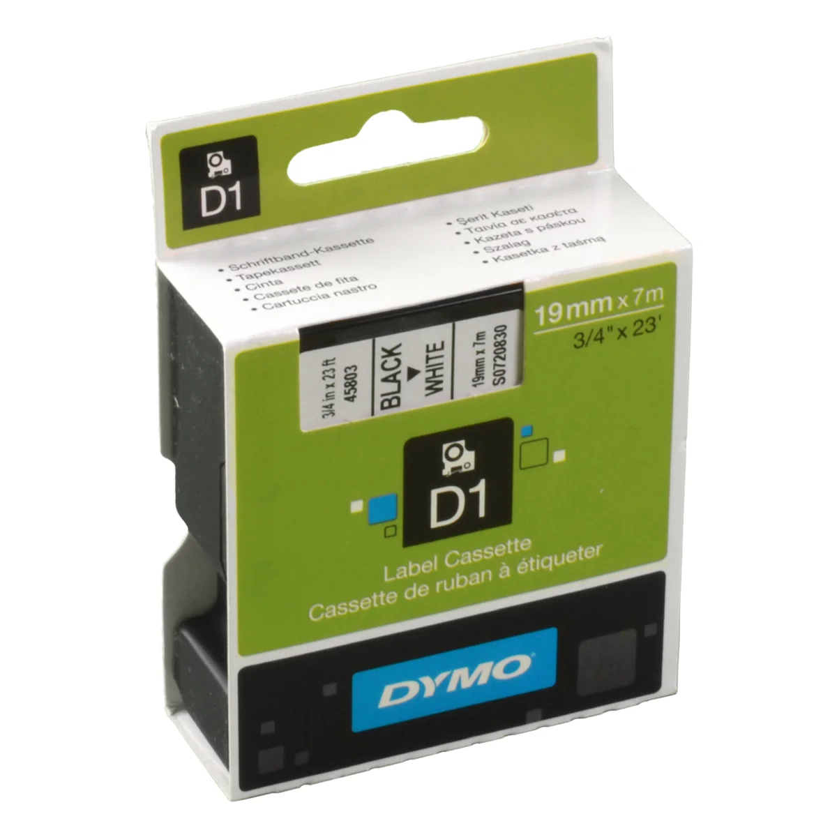 Dymo Label Band D1 45803 (S0720830) schwarz auf weiß  19mm x 7m