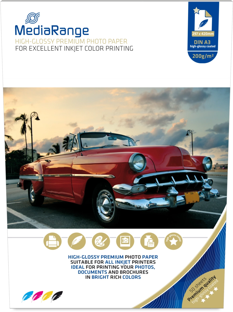 MediaRange Fotopapier, A3, 200g, 50 Blatt