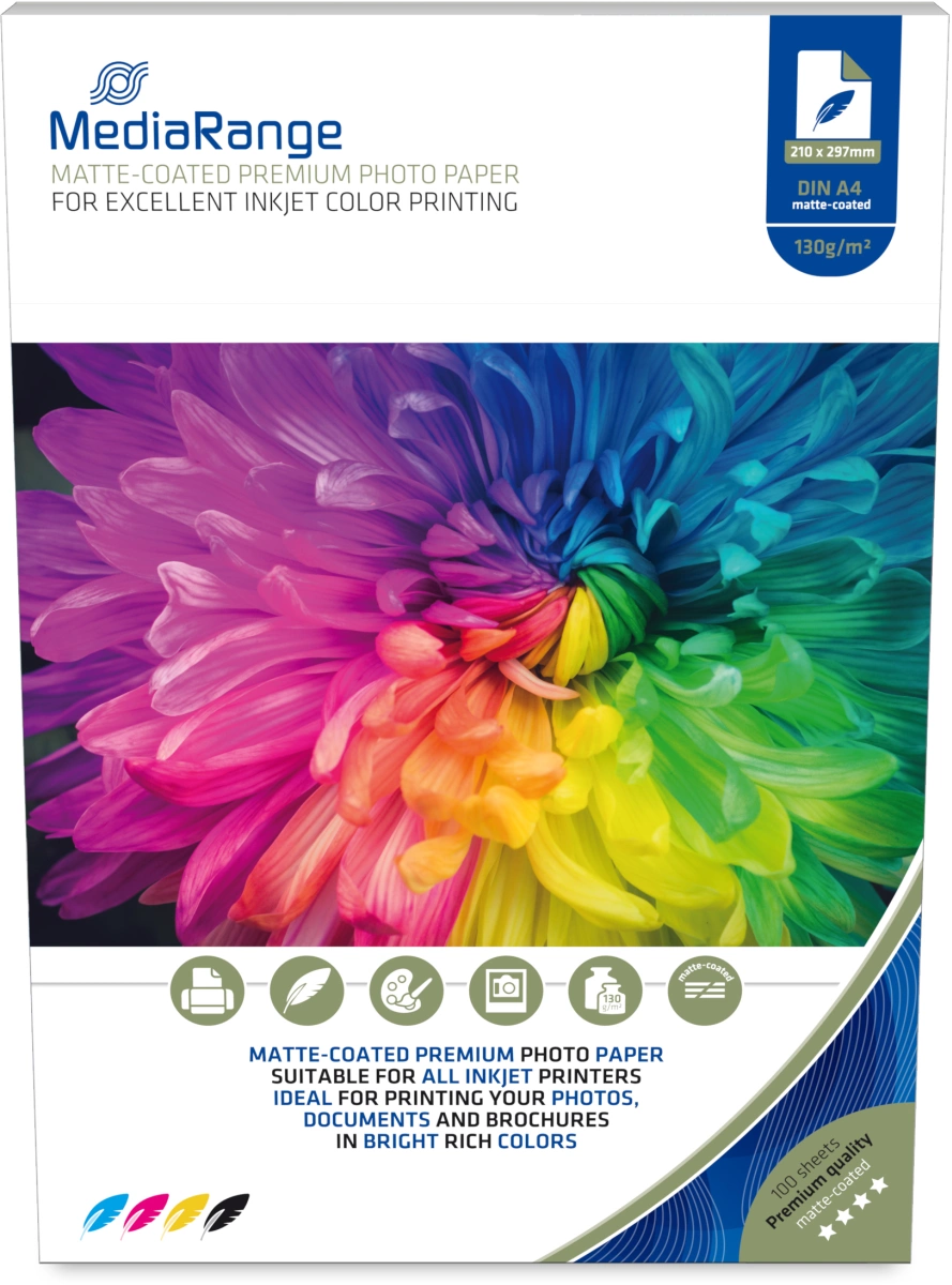 MediaRange Fotopapier, A4, 130g, 100 Blatt