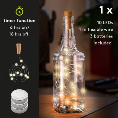 10er LED-Flaschen-Lichterkette, inkl. Timer