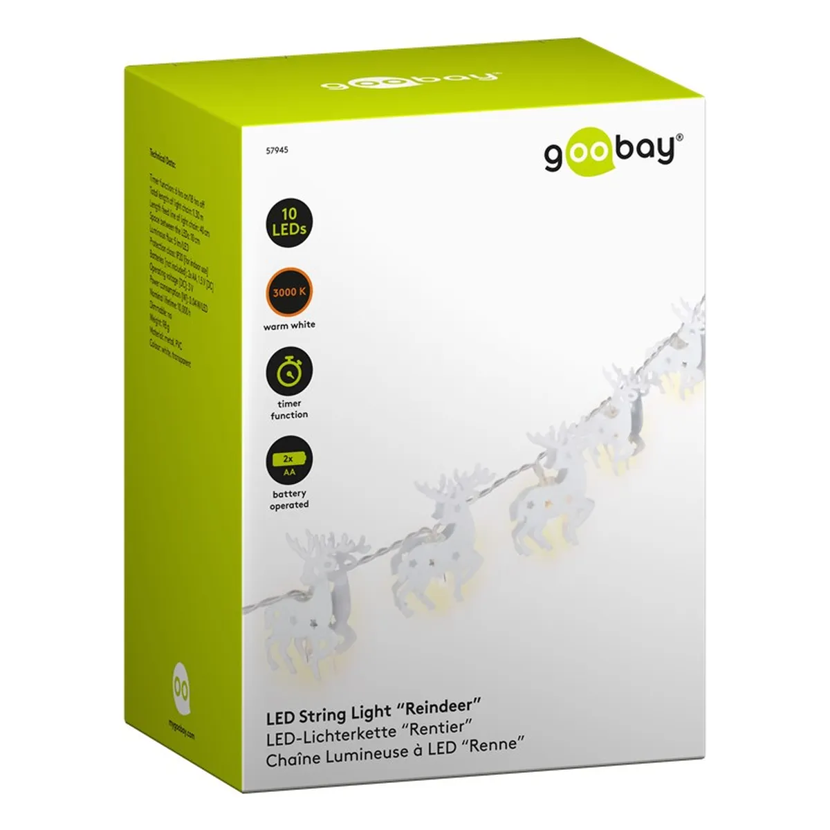Goobay 10er LED-Lichterkette “Rentier“, weiß