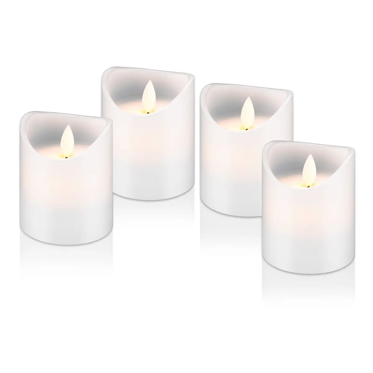 Goobay 4er-Set LED-Echtwachskerzen, weiß