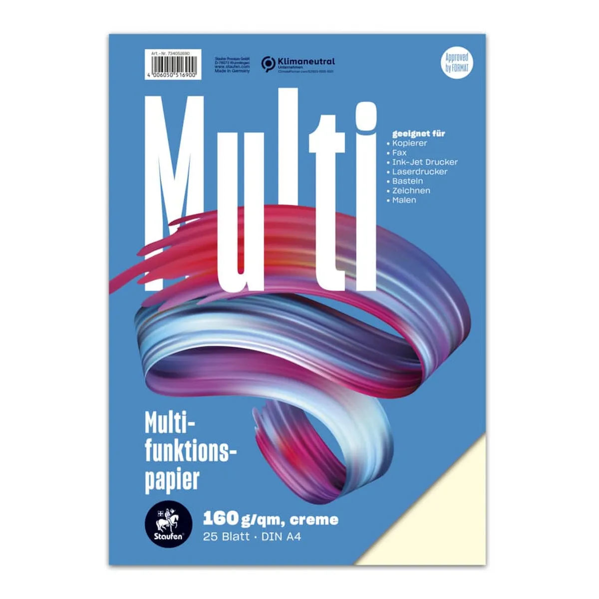 Staufen Multifunktionspapier 7X PLUS - A4, 160 g/qm, creme, 25 Blatt