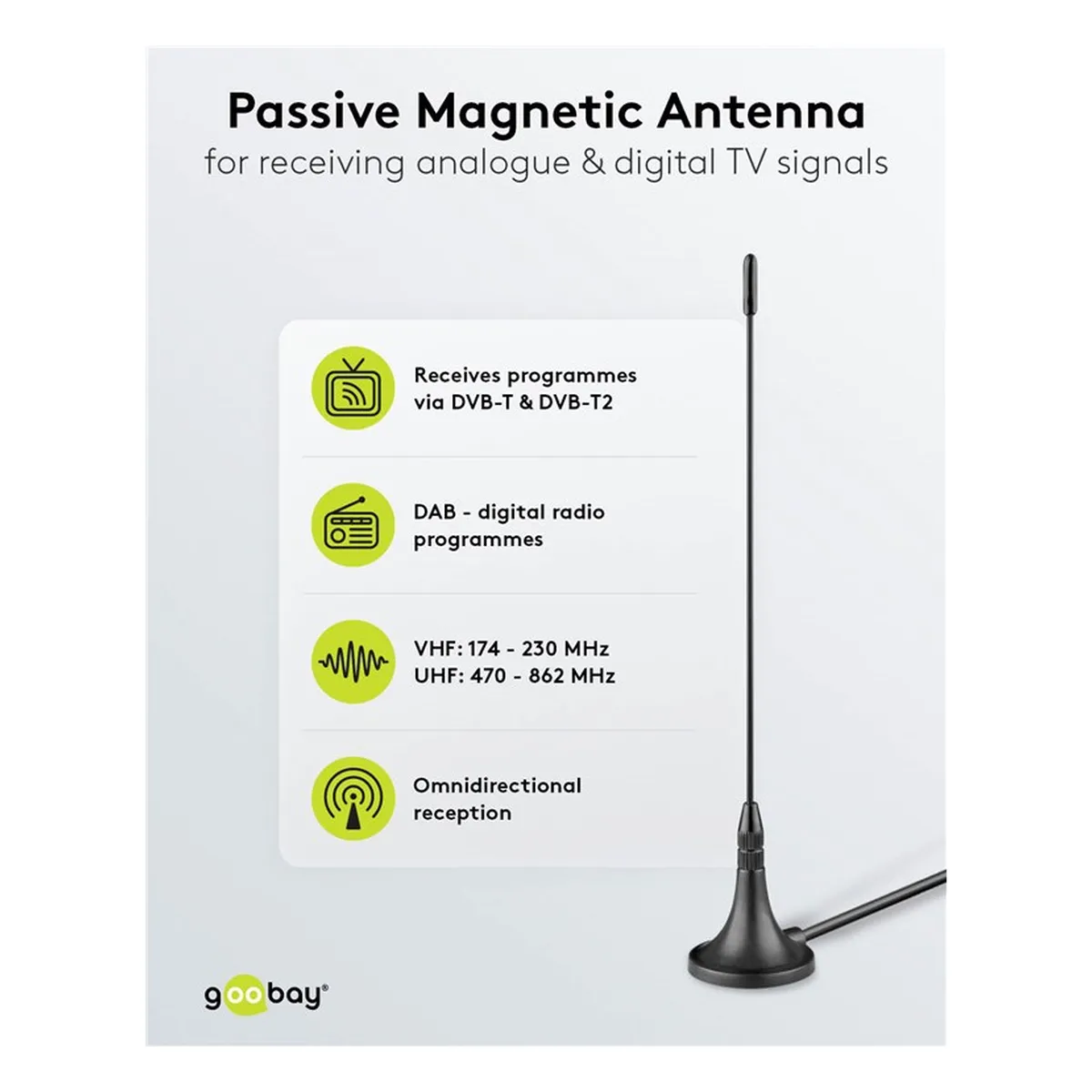 Goobay Passive DVB-T2 (HD) Mini-Magnetantenne