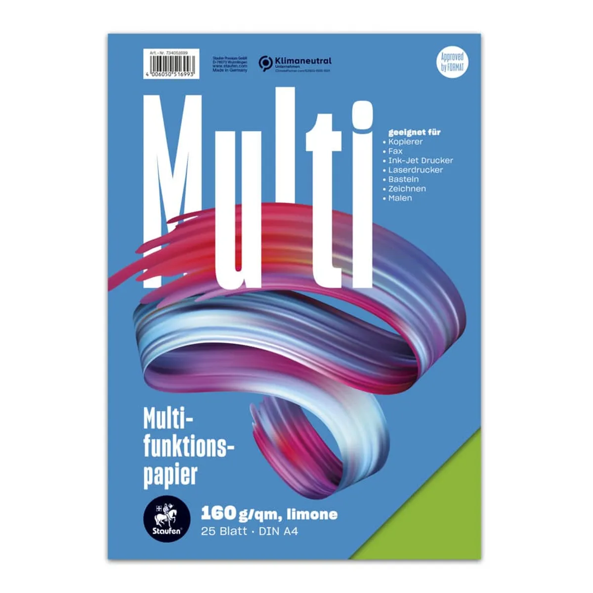 Staufen Multifunktionspapier 7X PLUS - A4, 160 g/qm, limone, 25 Blatt