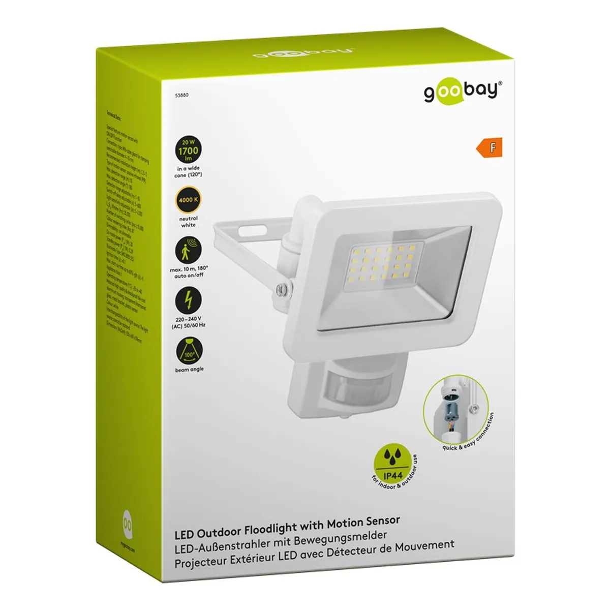 Goobay LED-Außenstrahler, 20 W, mit Bewegungsmelder