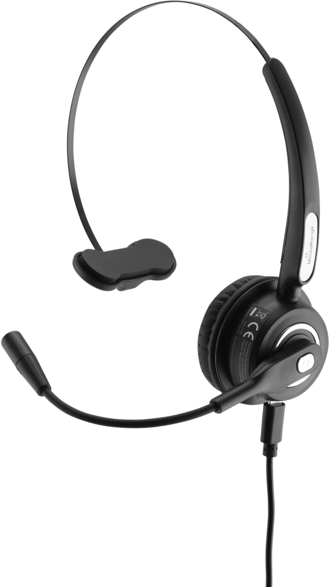MediaRange kabelloses Mono-Headset mit Mikrofon, 180mAh Akku, schwarz