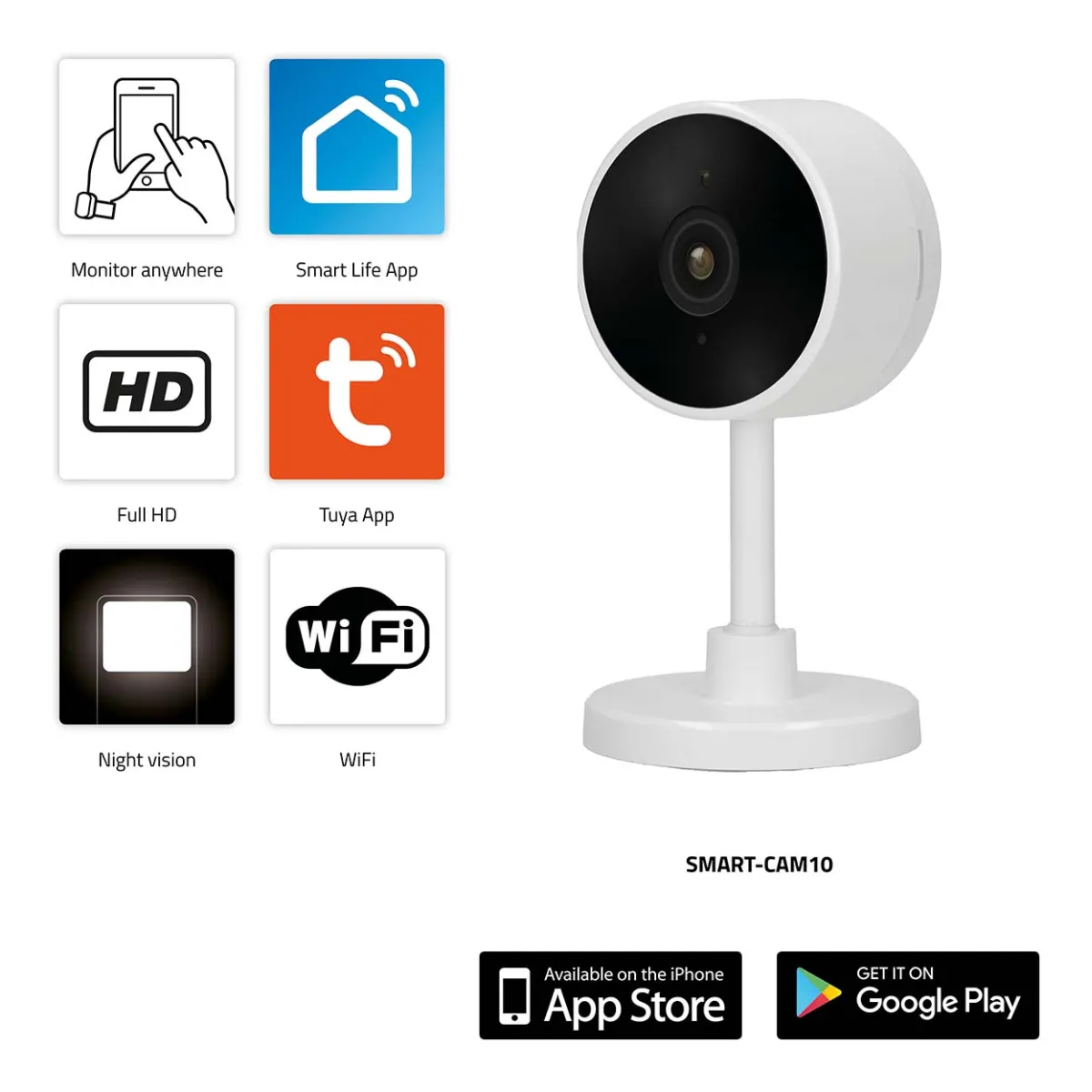 Alecto SMART-CAM10 Smarte Wi-Fi-Kamera IP-Kamera für die Hausautomation