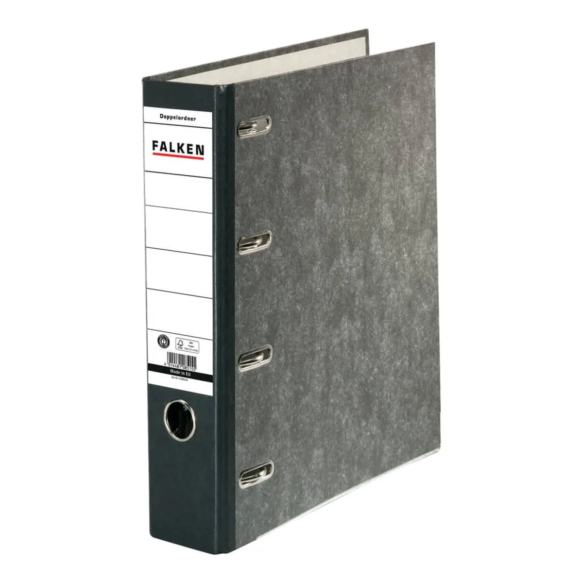 Falken Doppelordner - 2x A5 quer, 70 mm, Wolkenmarmor, schwarz