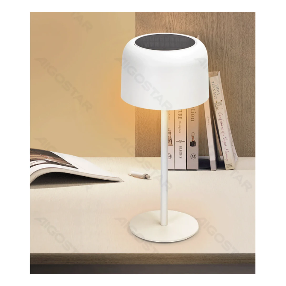 Aigostar LED Solar Tischleuchte, weiß