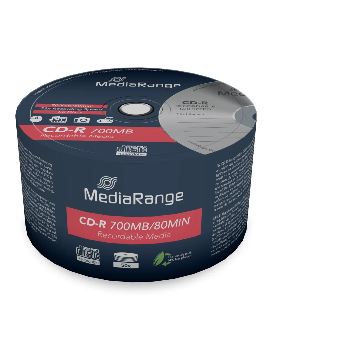 MediaRange CD-R Rohlinge - 700MB/80Min, 52-fach/Spindel, Packung mit 50 Stück