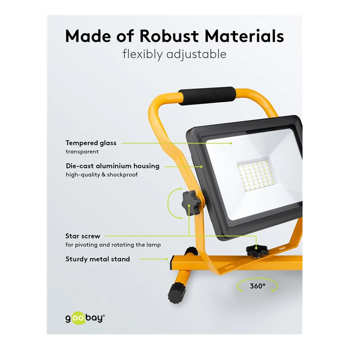Goobay LED-Baustrahler mit Standfuß, 50 W