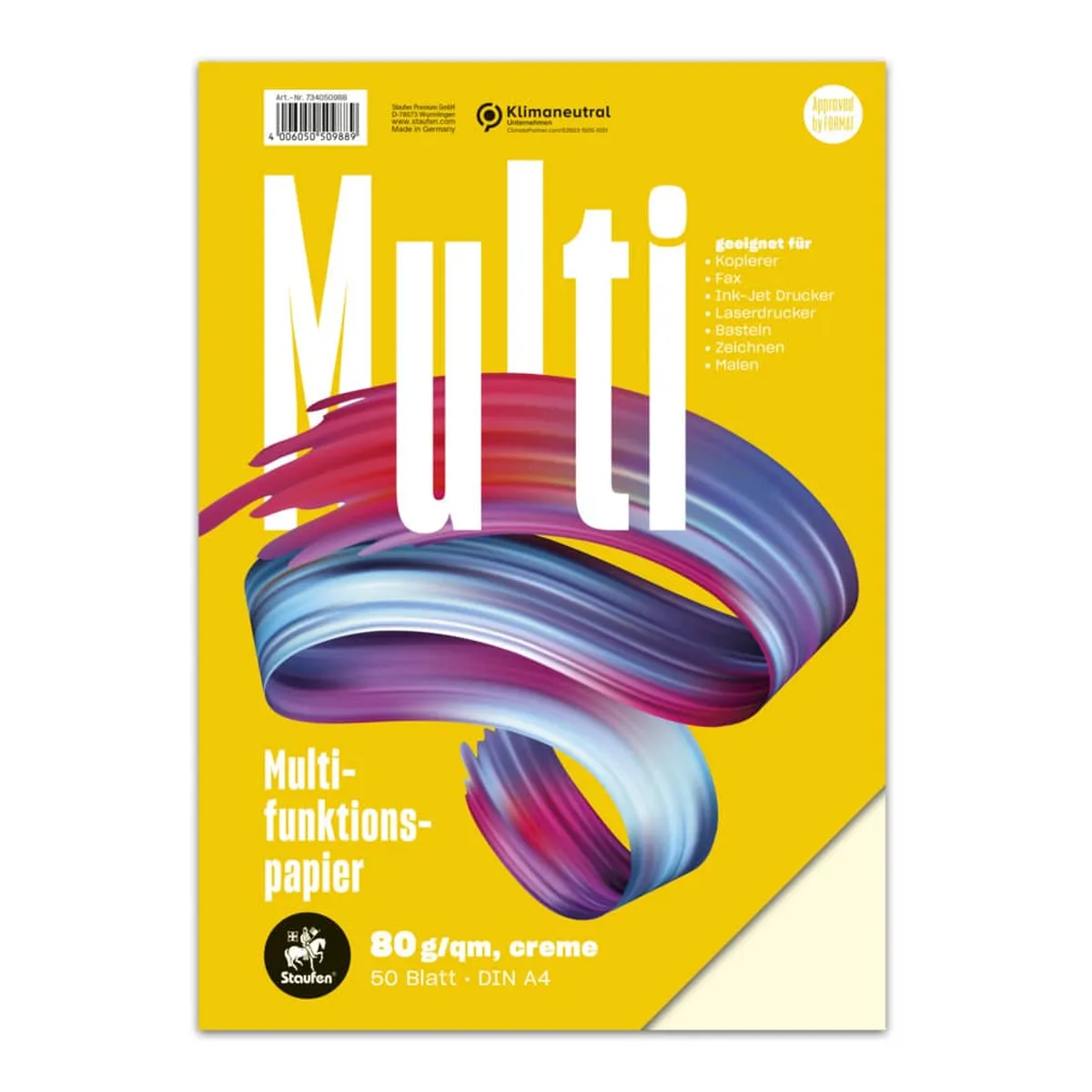 Staufen Multifunktionspapier 7X PLUS - A4, 80 g/qm, creme, 50 Blatt