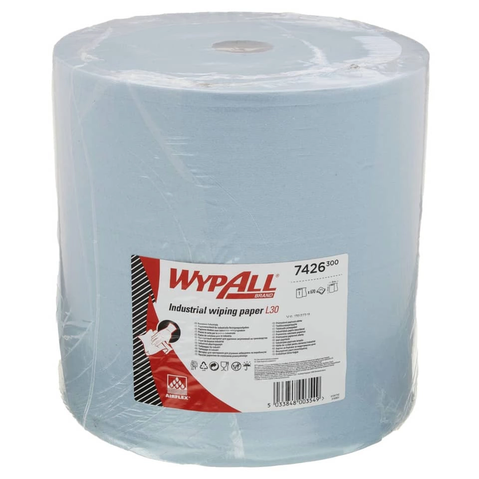 WYPALL Wischtuch Rolle L30, Jumborolle, extrabreit - 3-lagig, blau, 670 Tücher