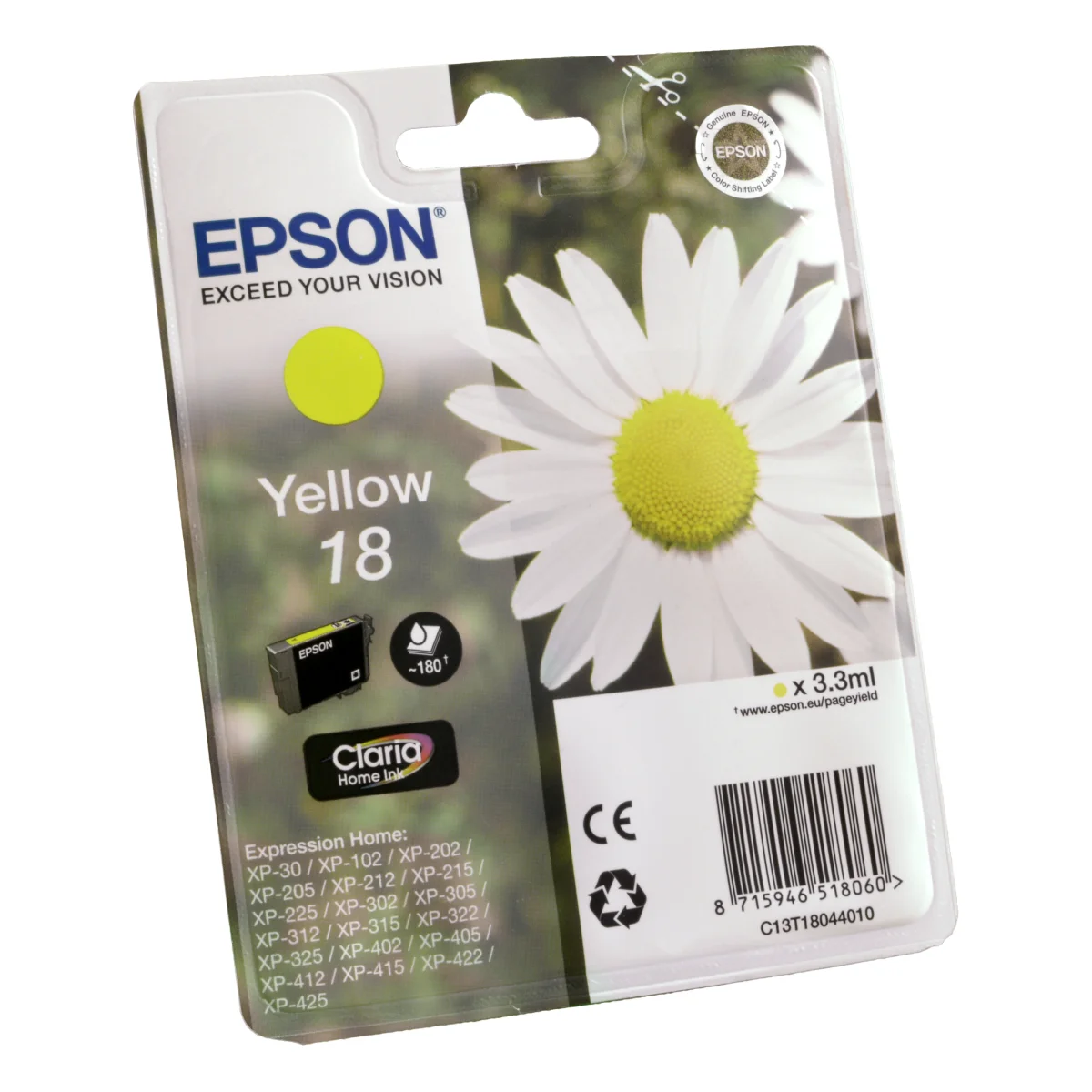 Druckerpatrone Epson 18 gelb 3,3 ml | 180  Seiten (C13T18044010)