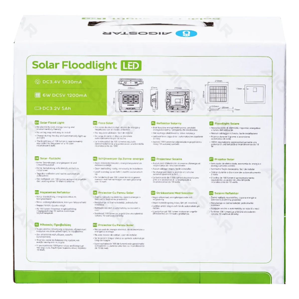 Aigostar LED Solar Flutlicht 50W, kalt-weiß