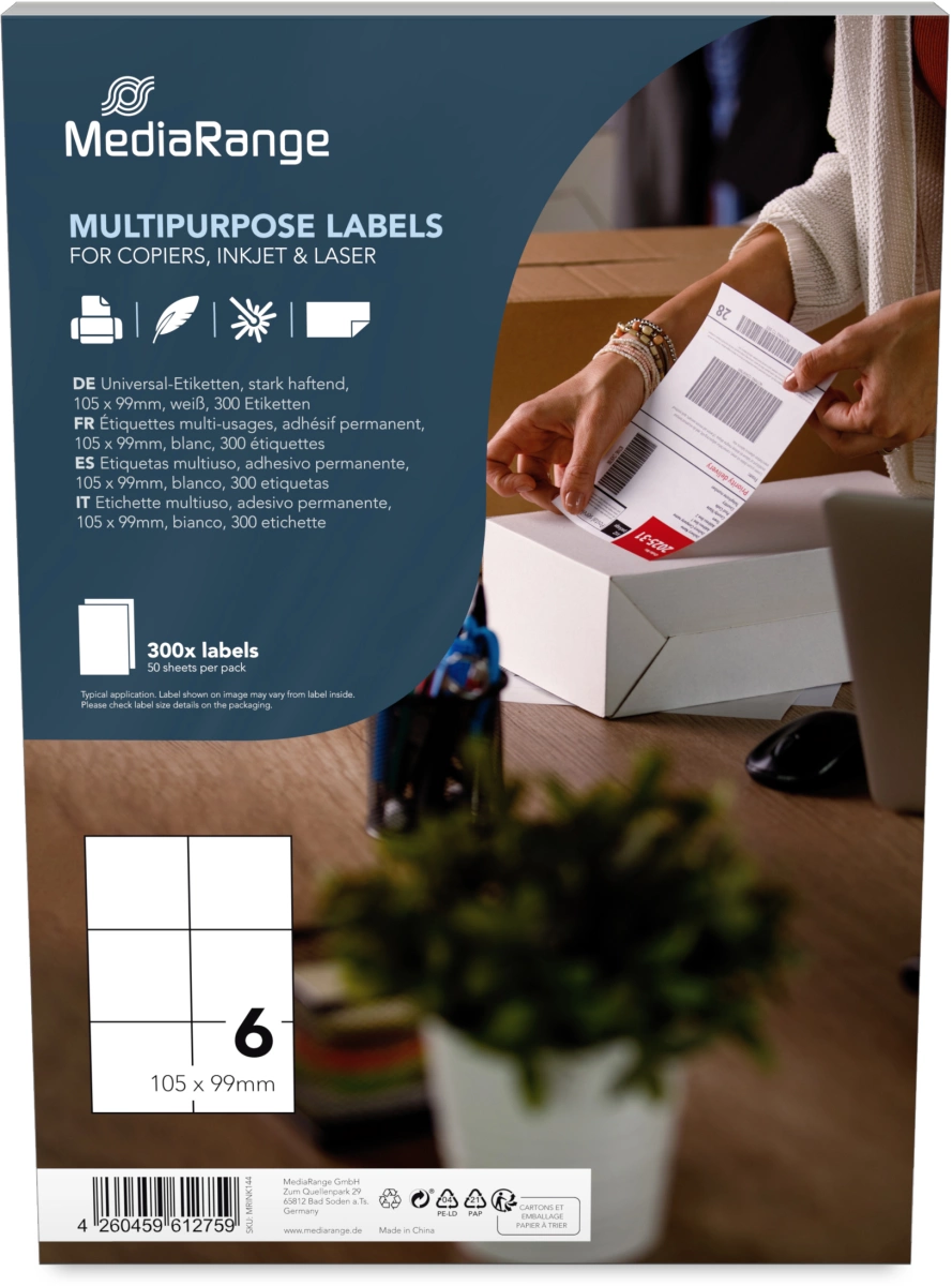 MediaRange Universal-Etiketten, 105x99 mm, 300 Stück