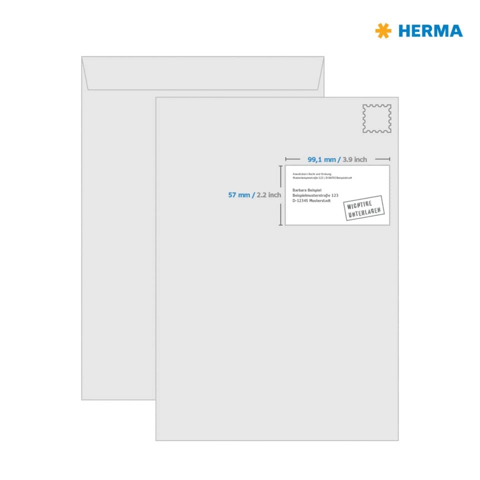 HERMA Folienetiketten - 99,1 x 57,0 mm, weiß, extrem stark haftend, matt, Rand, 250 Stück