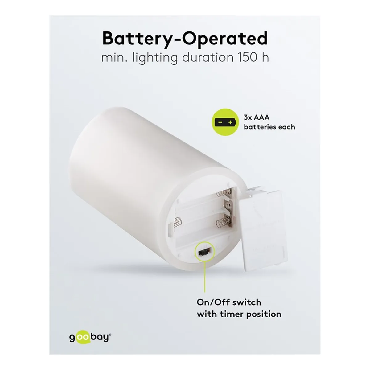 Goobay 3er Set LED Echtwachs-Kerzen, weiß
