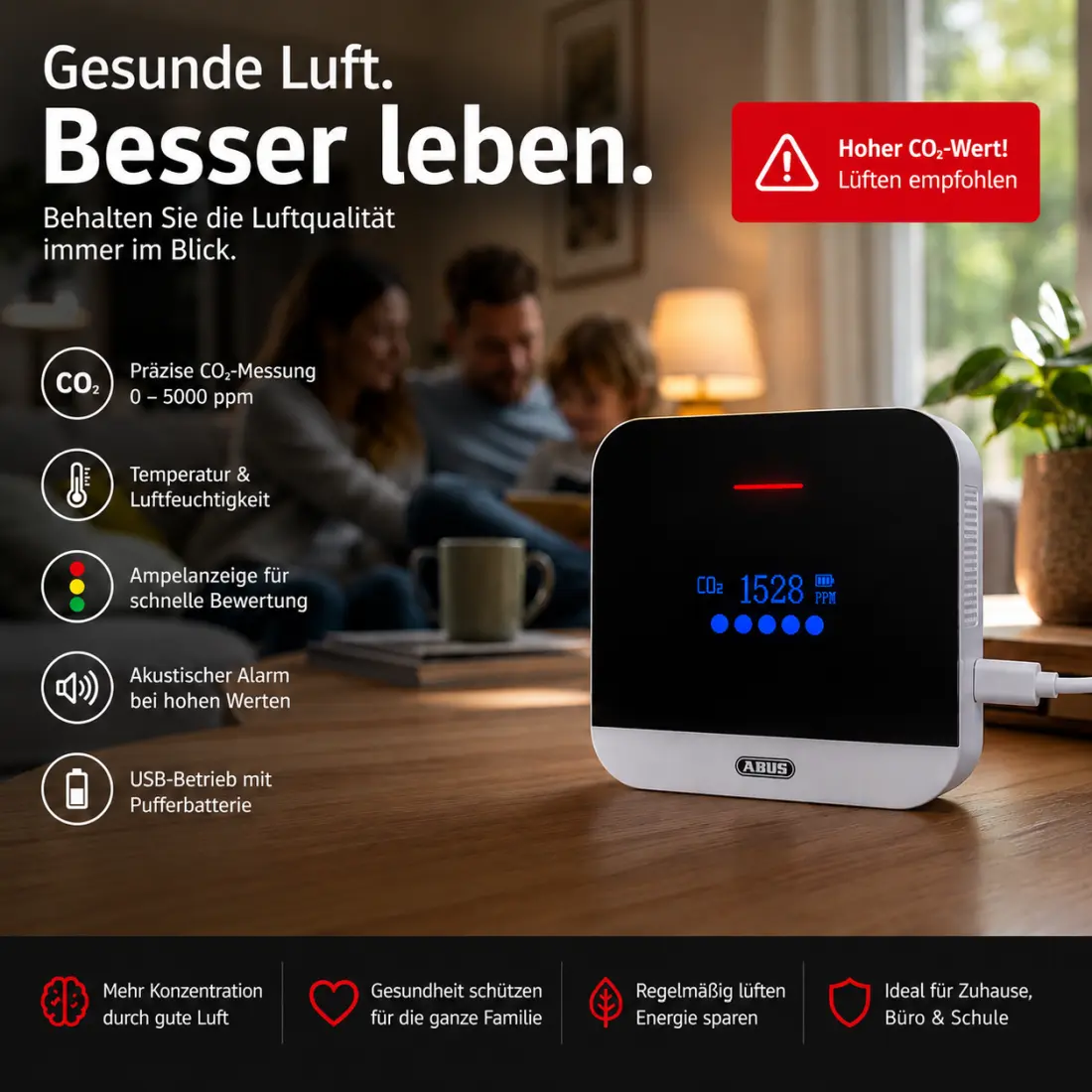 Abus CO2WM110 - Airsecure CO2-Messgerät