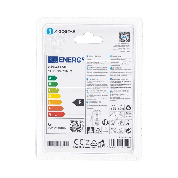 Aigostar LED FILAMENT 'Classic', 6W, E27