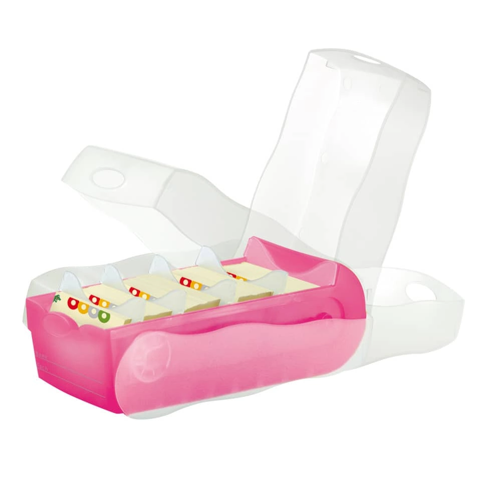 HAN Karteibox CROCO - A7 quer, für 900 Karten,  pink-transluzent