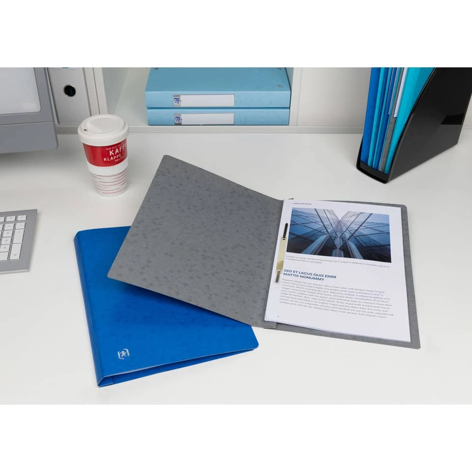 OXFORD Schnellhefter TOP FILE+ - A4, Karton 390g/qm, kfm. und Amtsheftung, grau