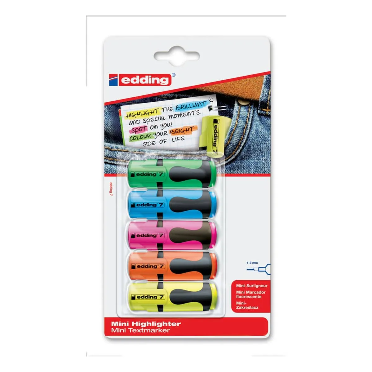 Edding Textmarker mini highlighter - 1-3 mm, sortierte Blisterkarte