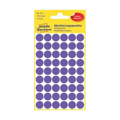 3115 Markierungspunkte - Ø 12 mm, 5 Blatt/270 Etiketten, violett