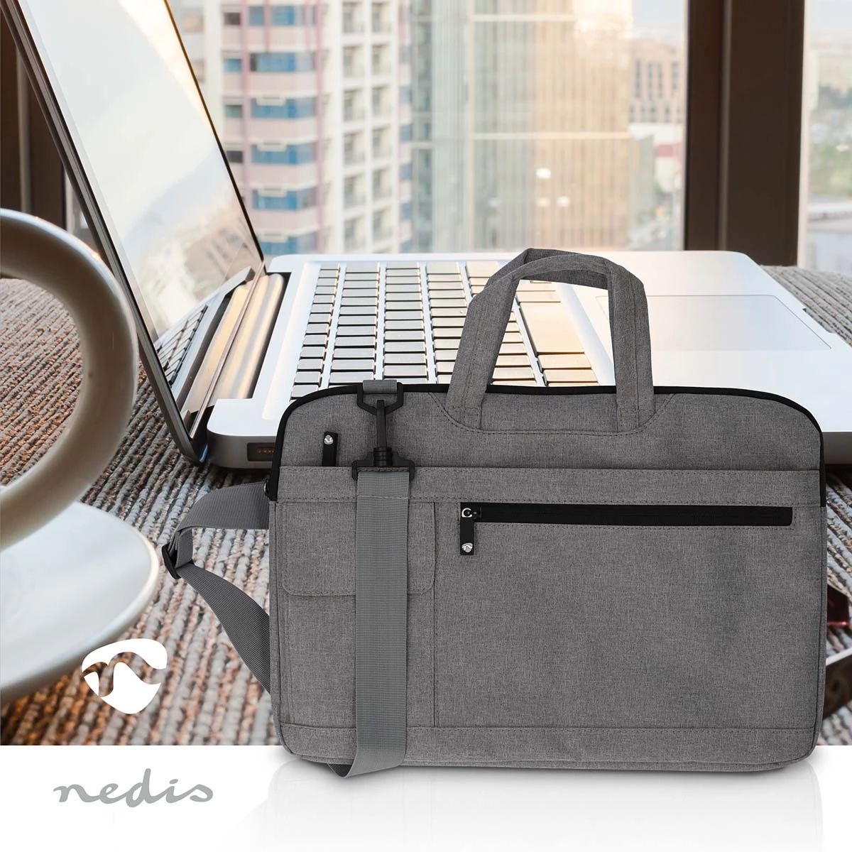 Nedis Notebook-Tasche 15-16“ Trageriemen grau