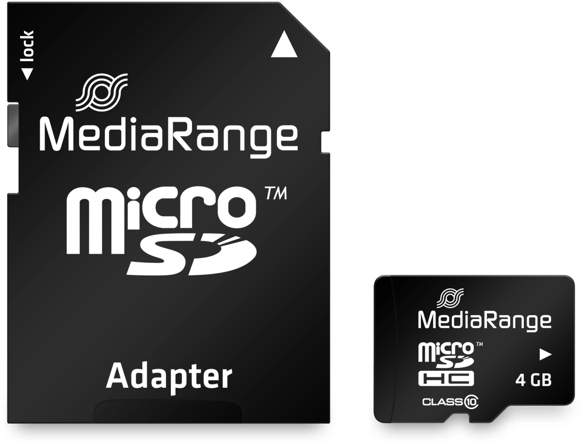 MediaRange Micro SDHC Speicherkarte 4GB Klasse 10 SD-Karten Adapter