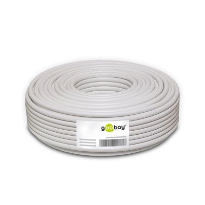 Goobay 100 dB Koax-Antennenkabel, 2x geschirmt, CCS, 50 m, Weiß