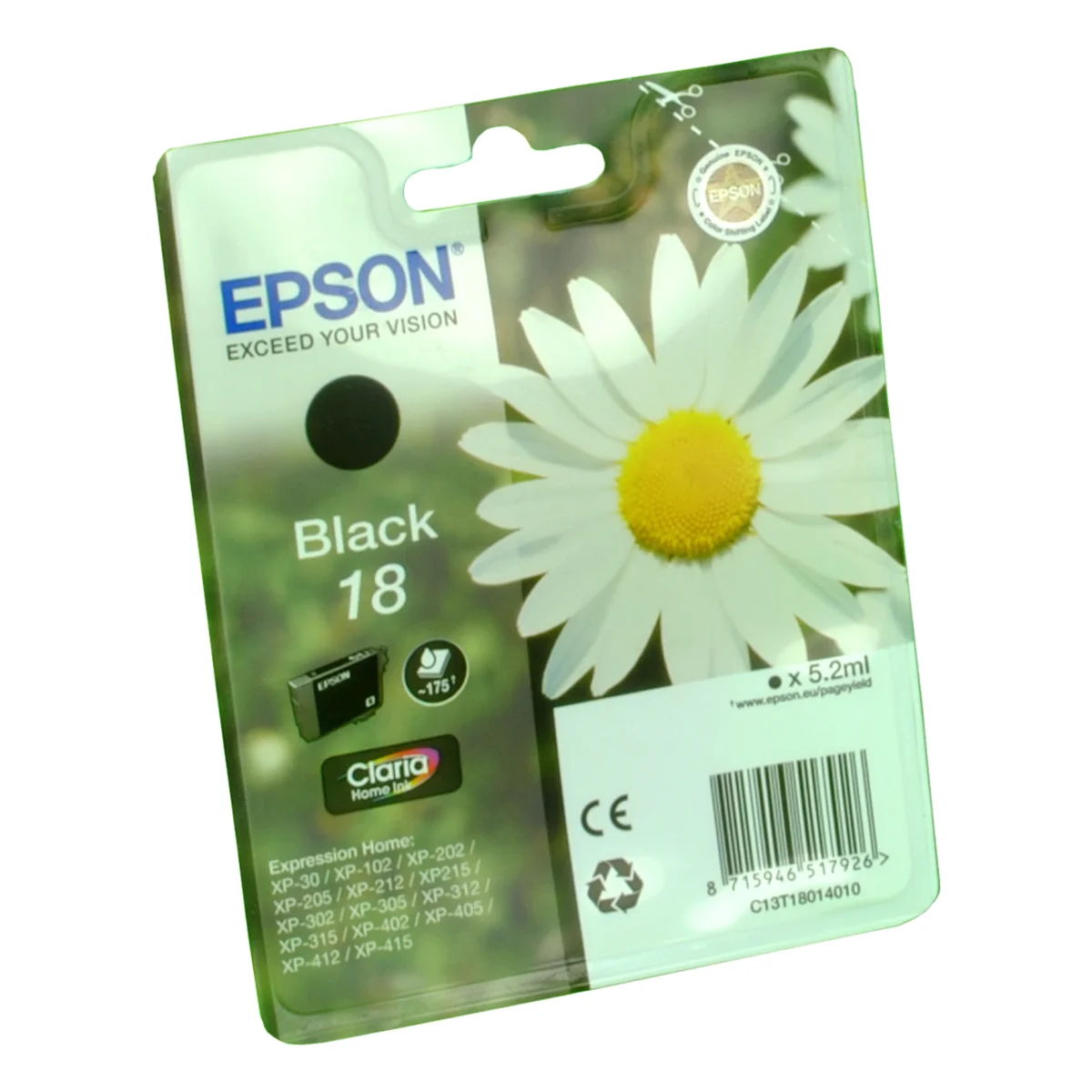 Druckerpatrone Epson 18 schwarz 5,2 ml | 175 Seiten (C13T18014010)