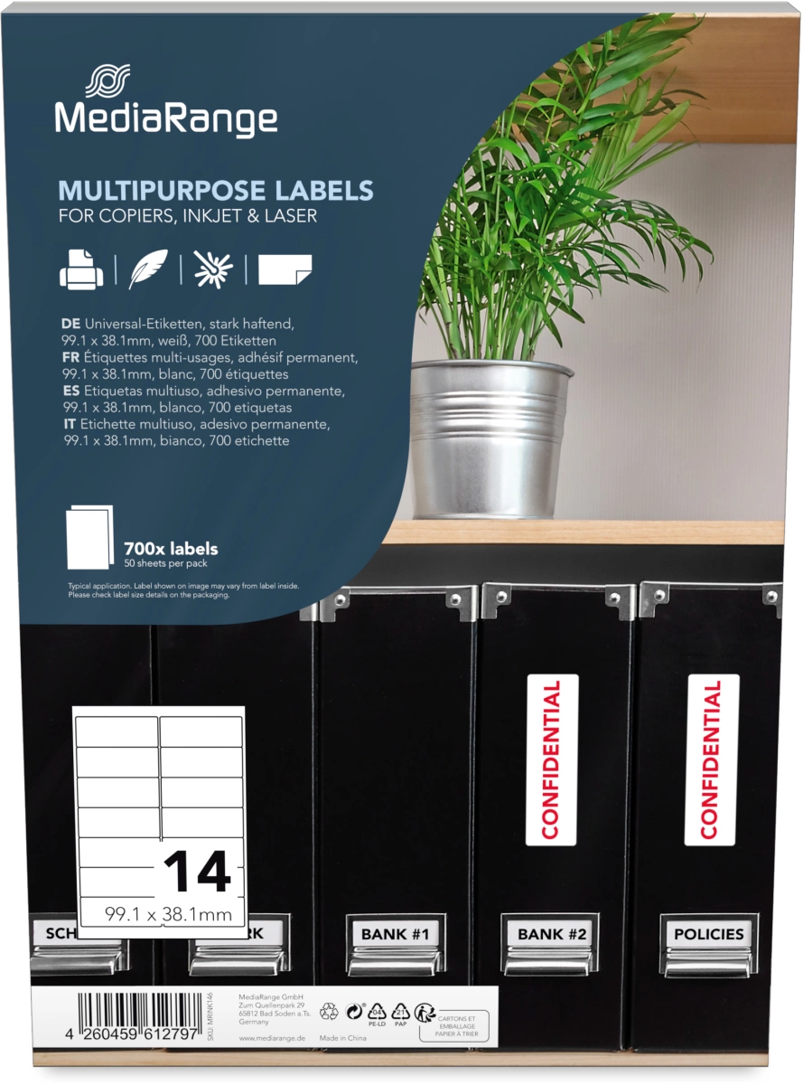 MediaRange Universal-Etiketten, 99,1x38,1 mm, 700 Stück