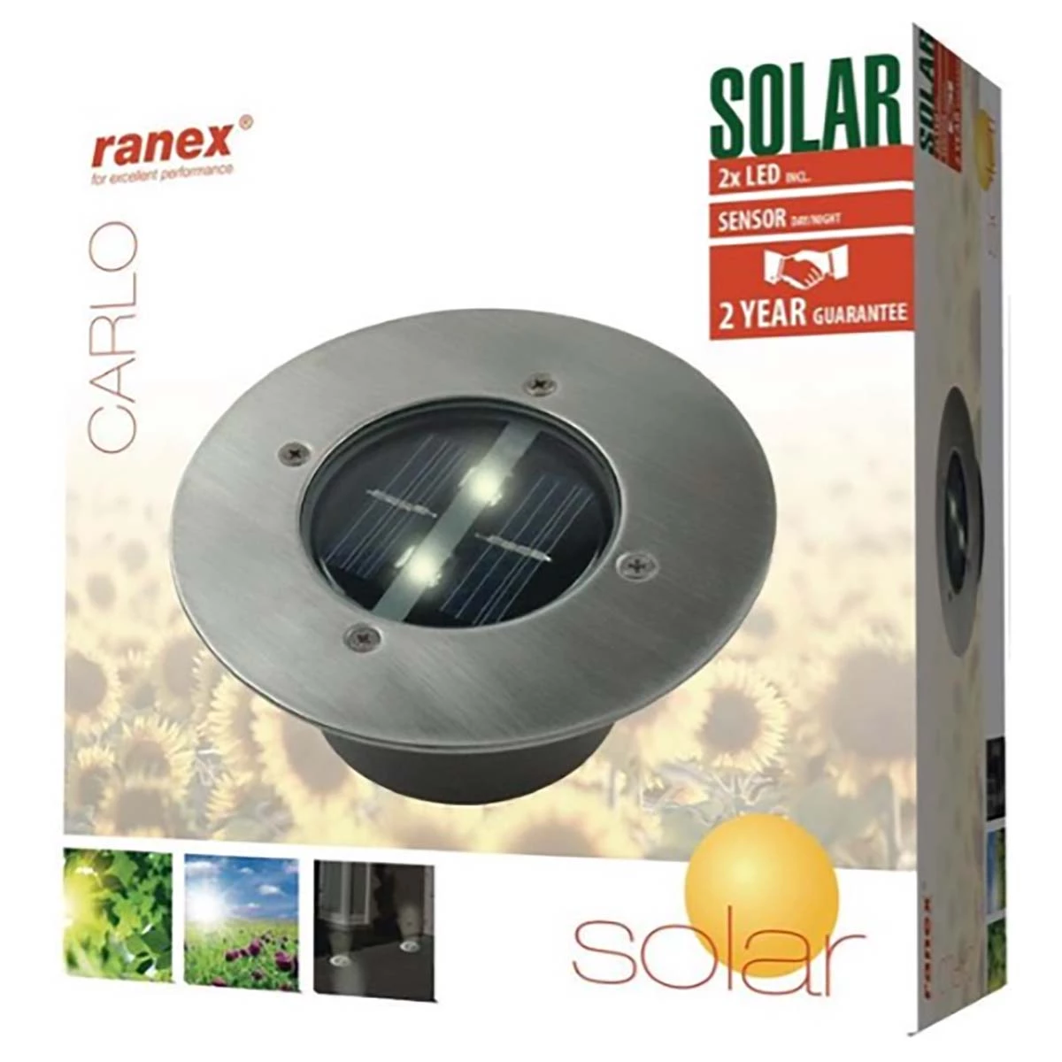 Ranex Solar-Bodenstrahler 2 LED Rund