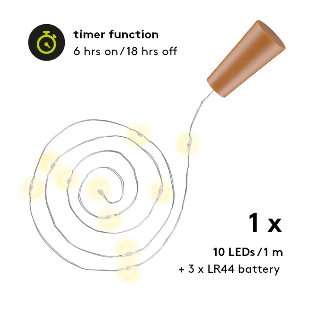 Goobay 10er LED-Flaschen-Lichterkette, inkl. Timer